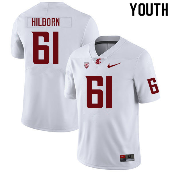 Youth #61 Christian Hilborn Washington State Cougars College Football Jerseys Sale-White - Click Image to Close